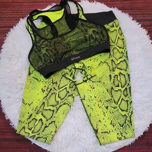 Neon Snake Print Leggings and Mesh Top Set